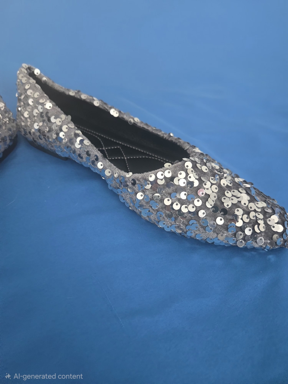 Sequin Pointed Toe Flats in Silver - Unbranded - Picture 4 of 5